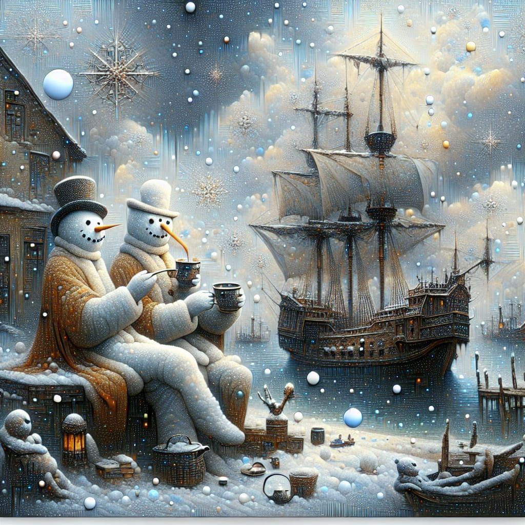 Snowmen's Tea Party: A Winter Day Animated Painting