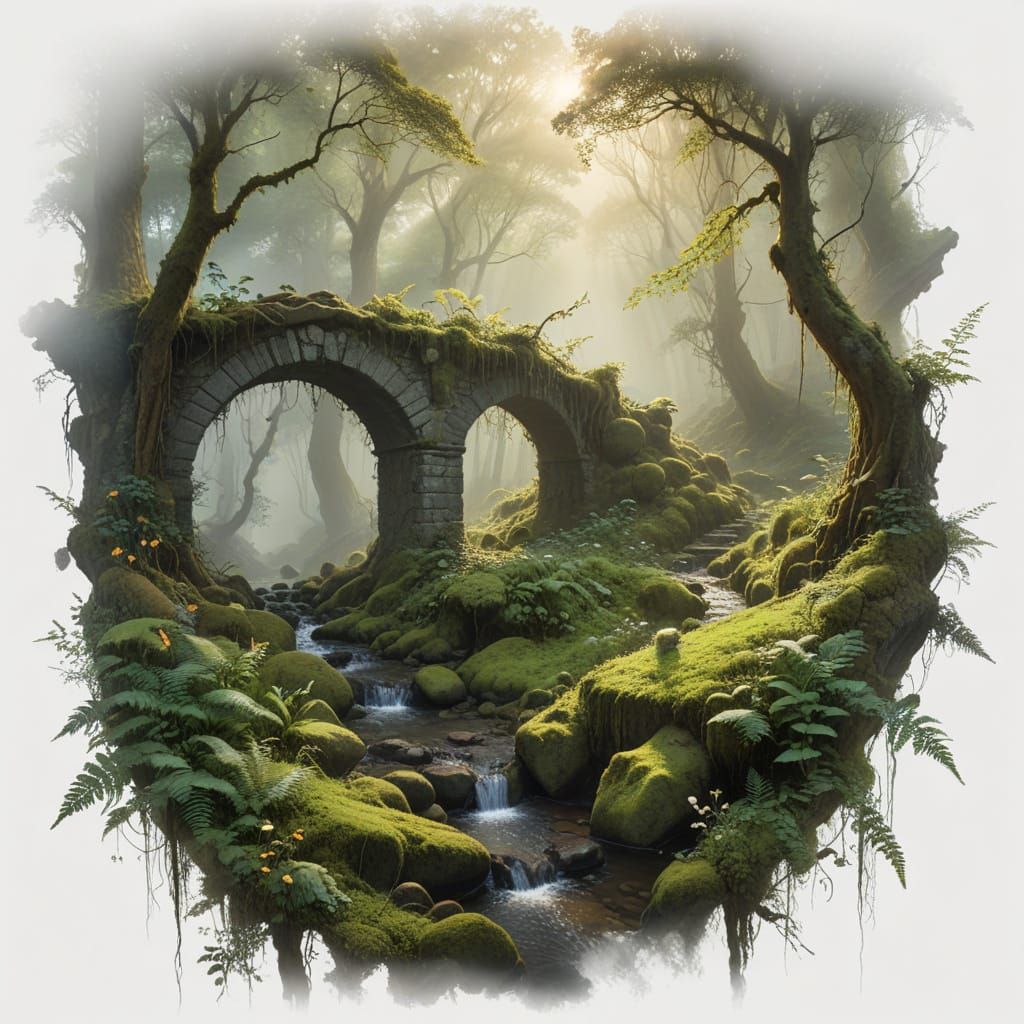 Ancient Stone Bridge in Forgotten Forest