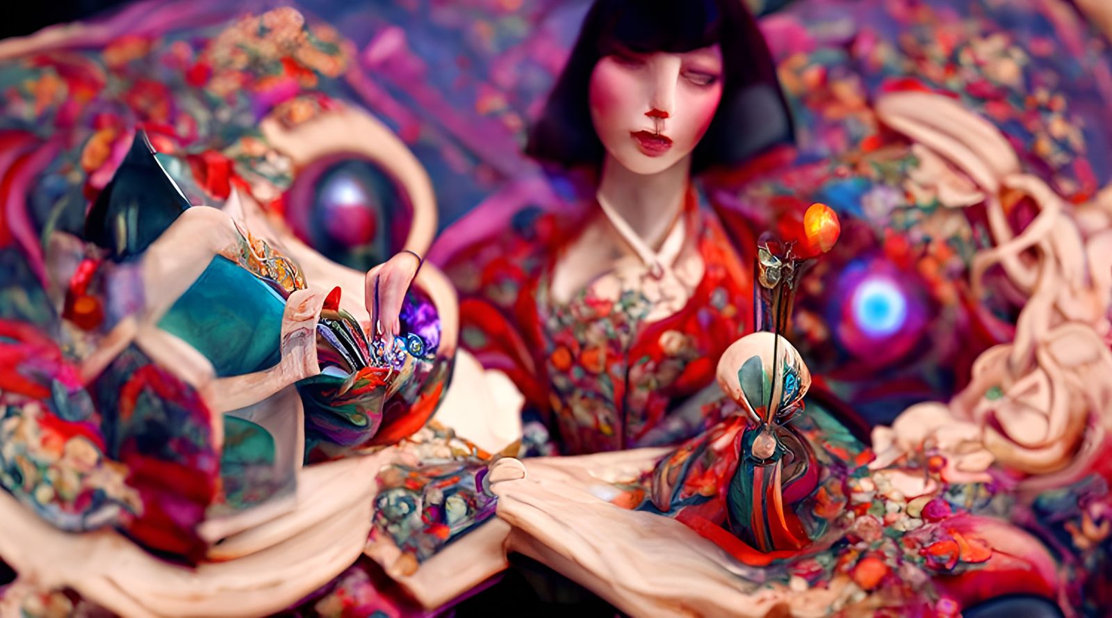 Decadent Seamstress in Flooded Theater, Digital Matte Painti...