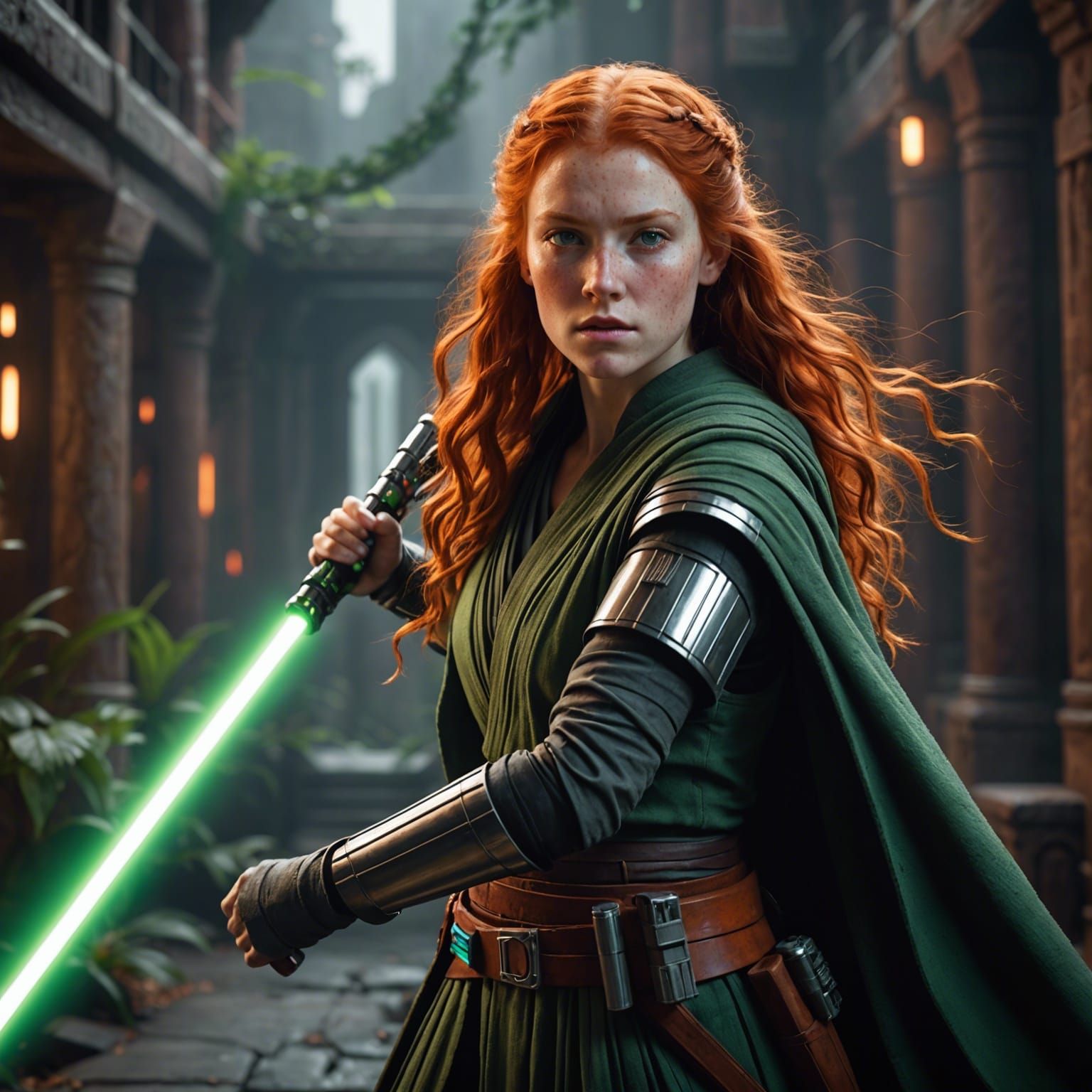 Young Jedi Knight with Green Lightsaber