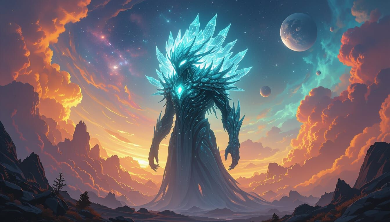 Bioluminescent Alien in Autumn Nebula Concept Art