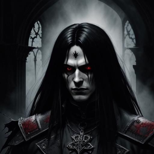 Alucard Vampire Portrait in Dark Gothic Comic Style