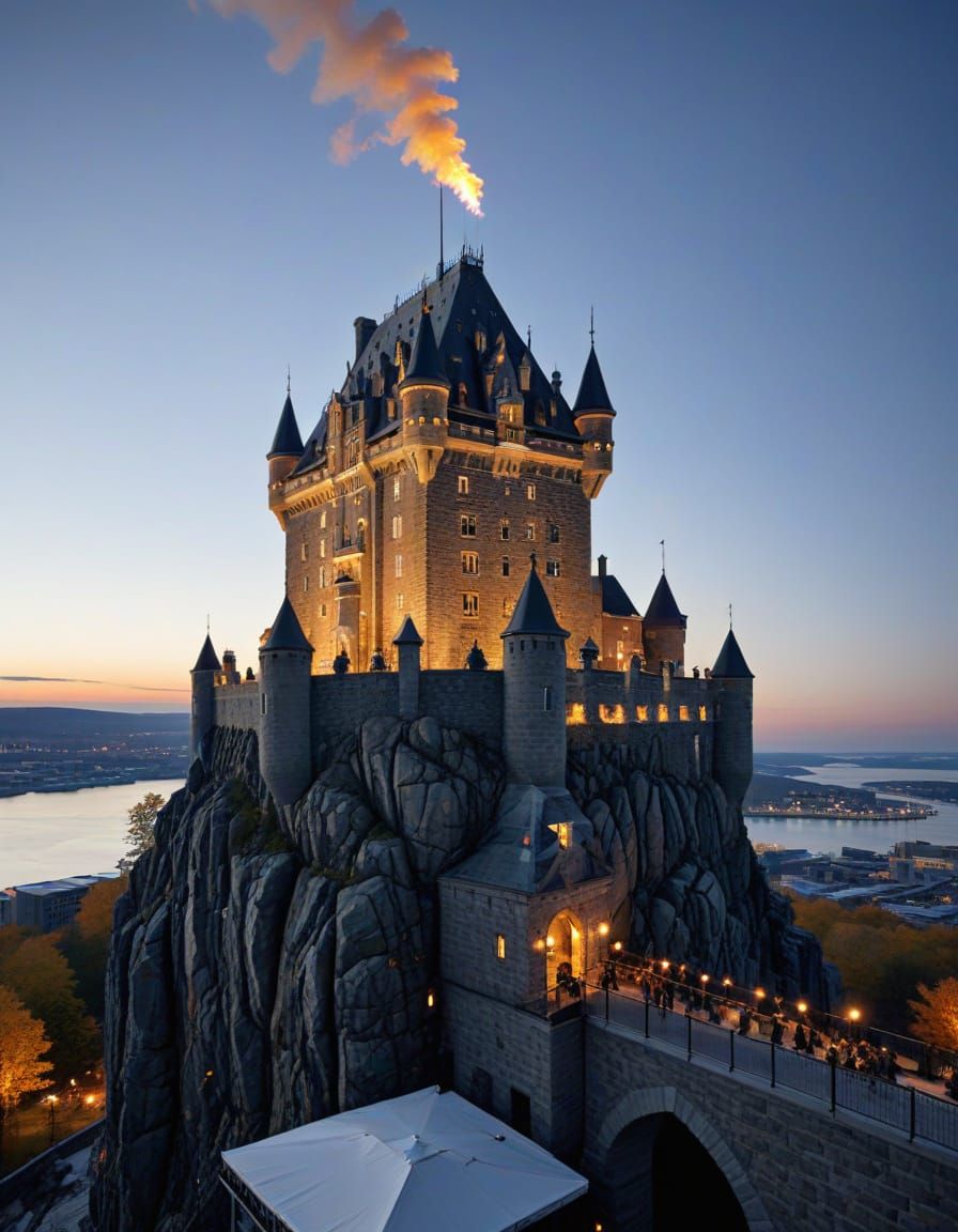 Cyberpunk Chateau Levitates Above Quebec City