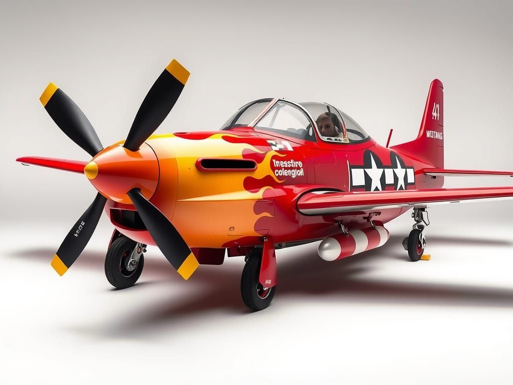 Fire Red P-51 Mustang with Flames