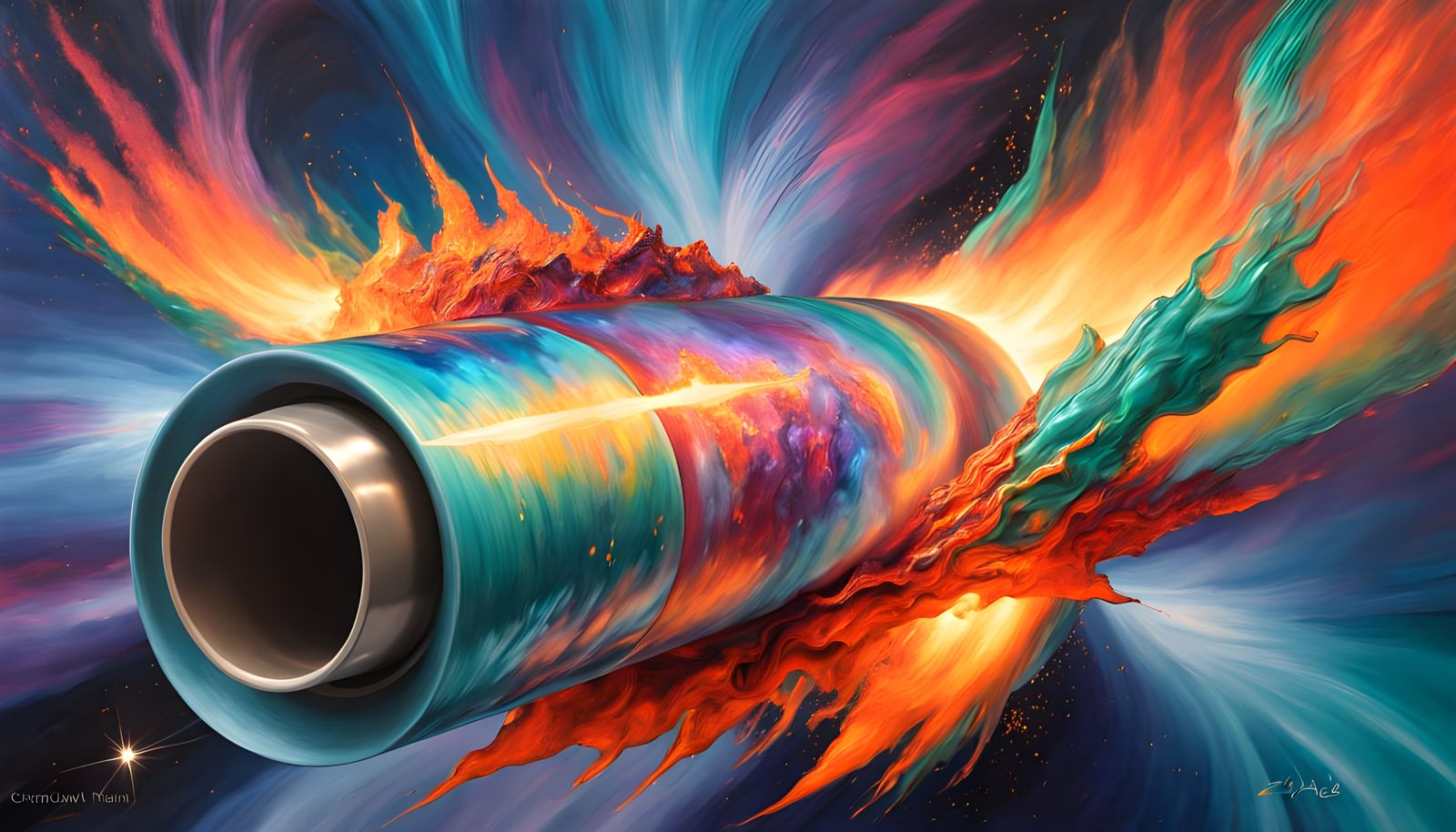 Racing Vortex of Iridescent Plasma