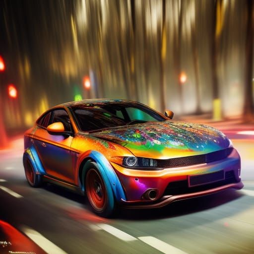Adorable Colorful Car in Hyperrealistic Style