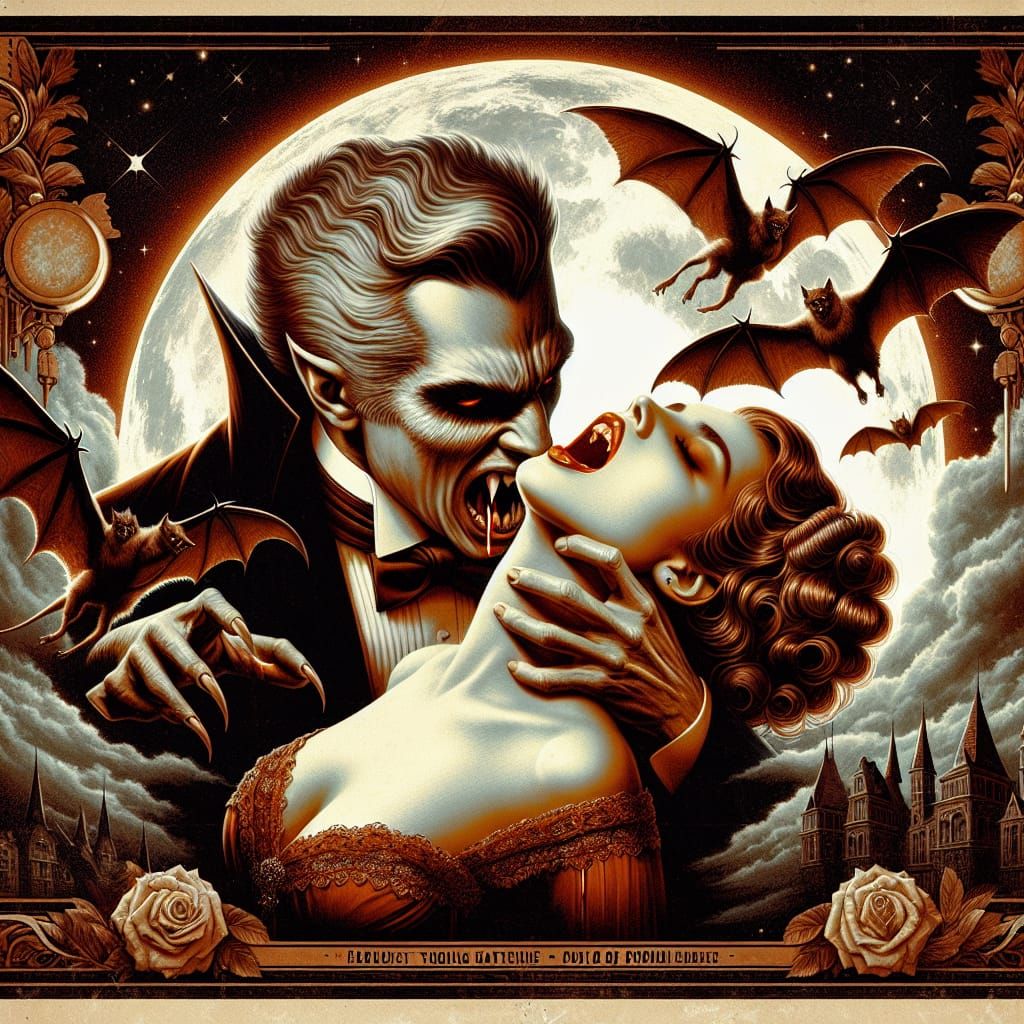 Vintage Dracula Poster in Sepia Tones