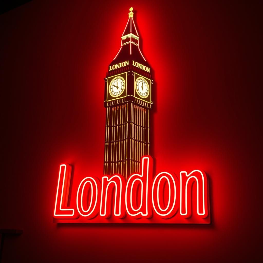 Neon Big Ben, London Comic Book Art