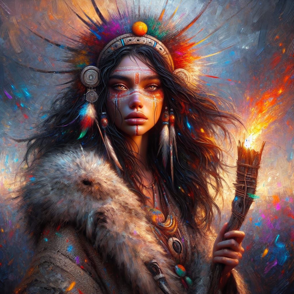 Gnowee: Aboriginal Sun Goddess in Expressionist Style