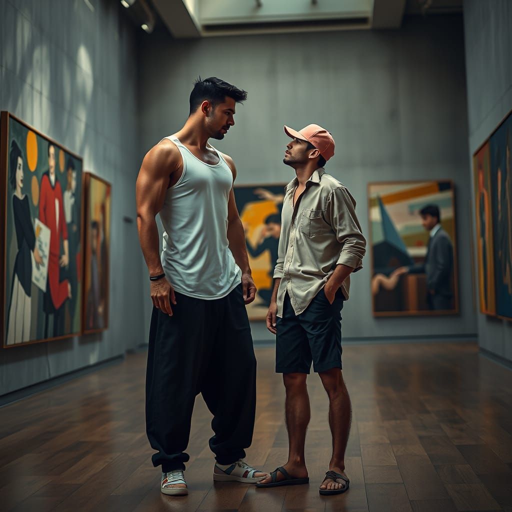 Intimate Encounter in a Brutalist Art Museum