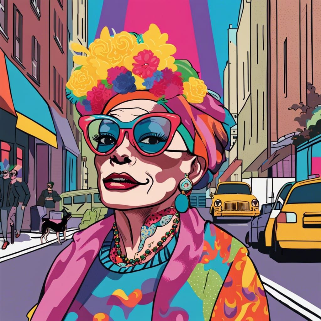 Pop Art Drag Queen and Entourage