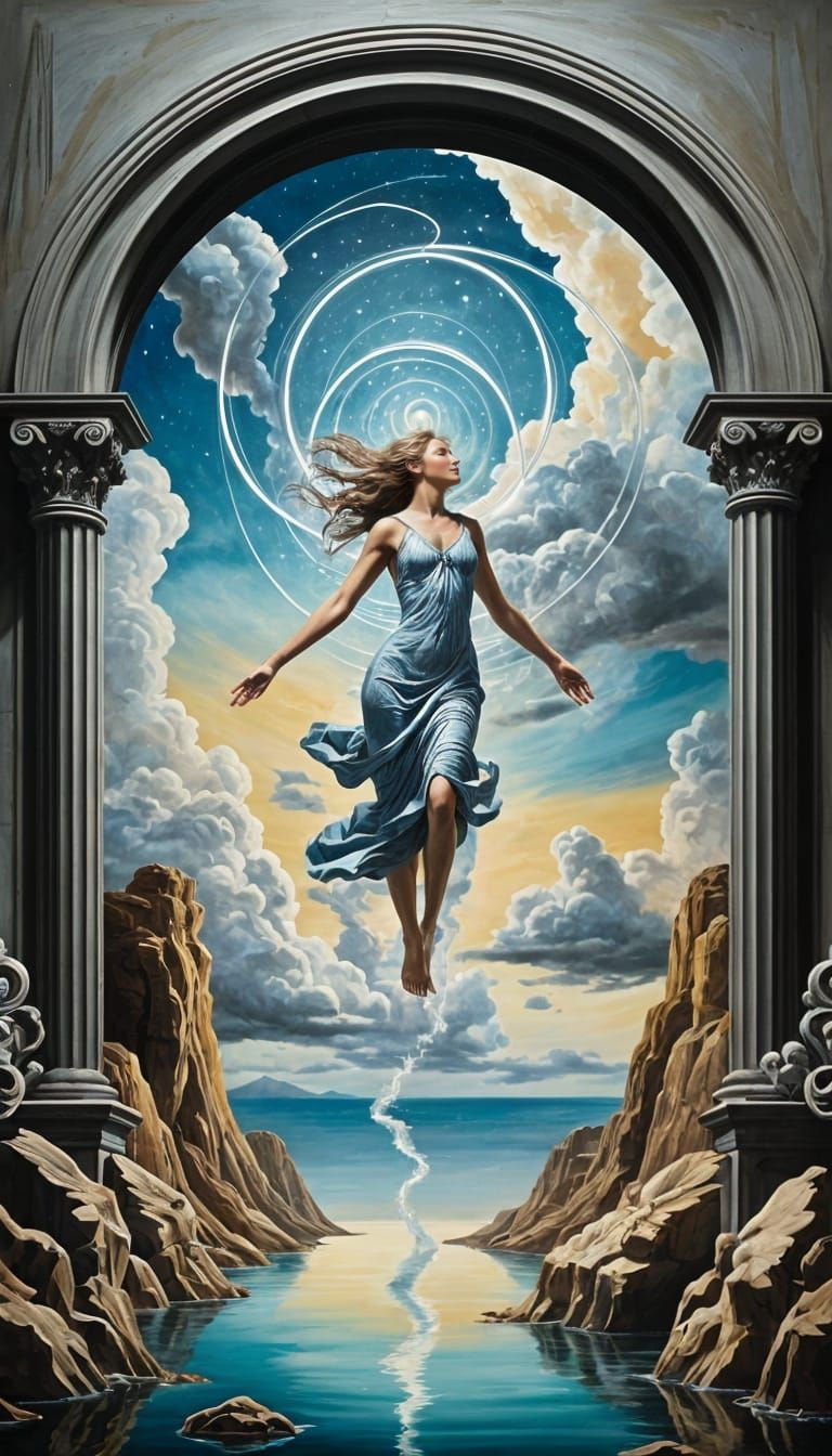 Angelic Ascension in Surrealist Style