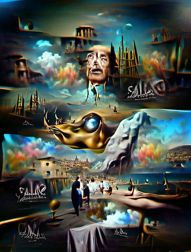 Surreal Melting Landscape in Oil on Canvas