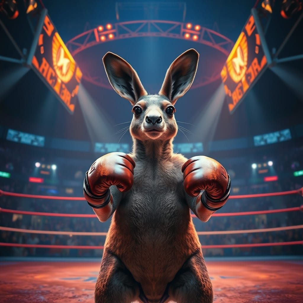 Cybernetic Kangaroo Boxer Dominates Futuristic Wrestling Rin...