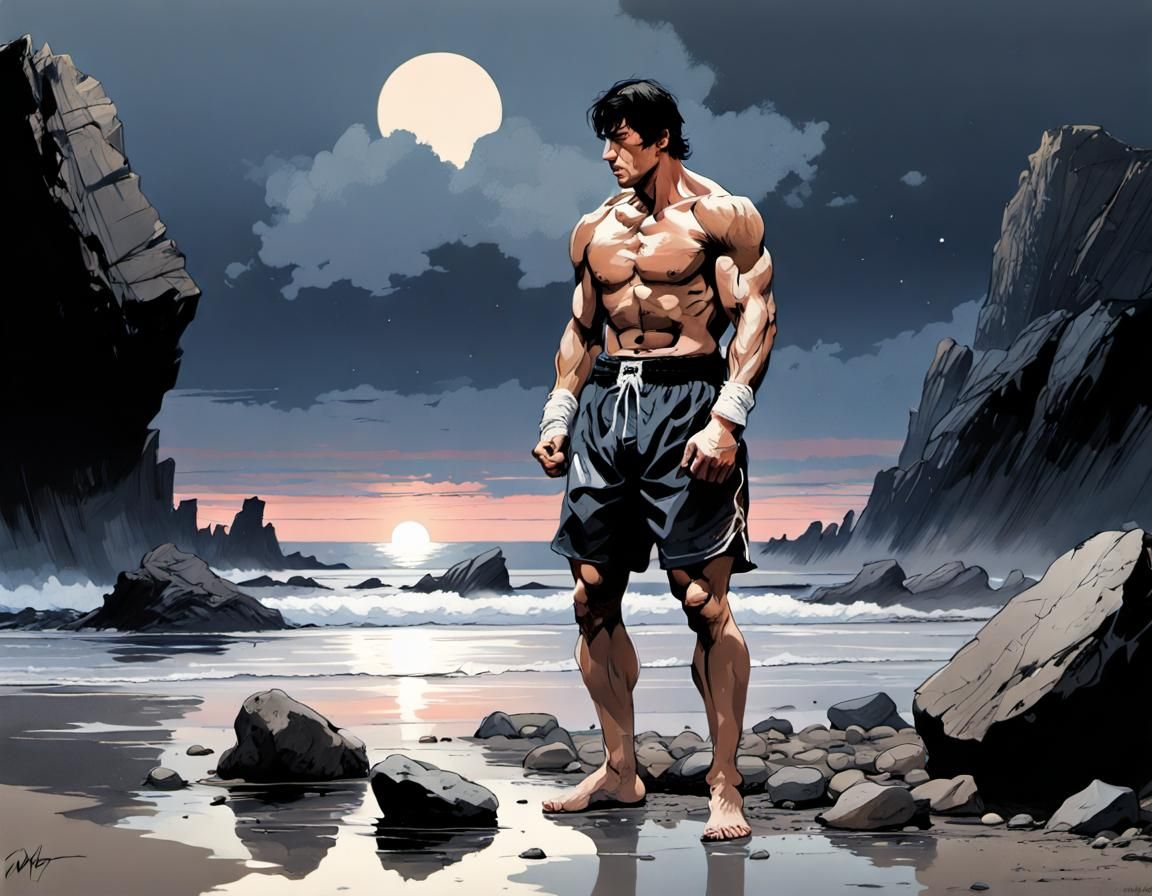 Rocky Beach Illustration in Fairycore Style