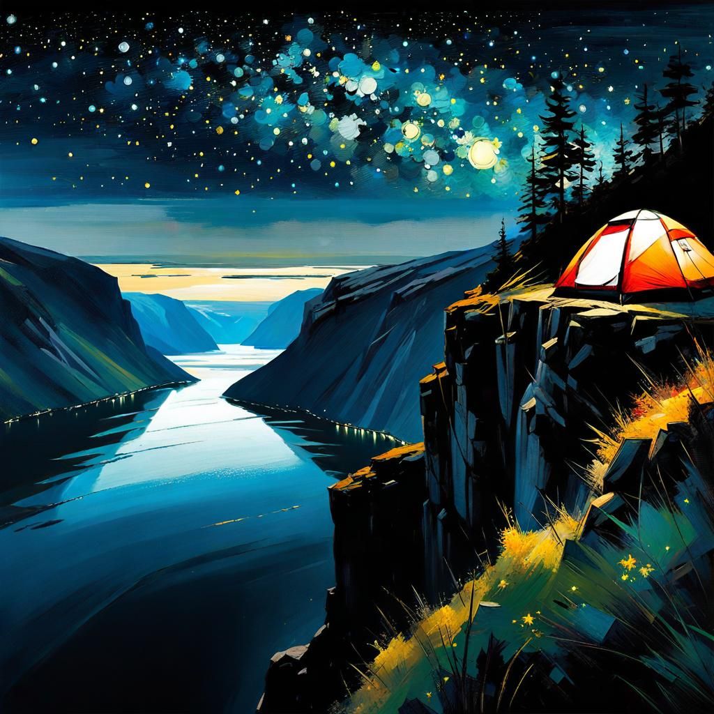 Starry night at the fjord