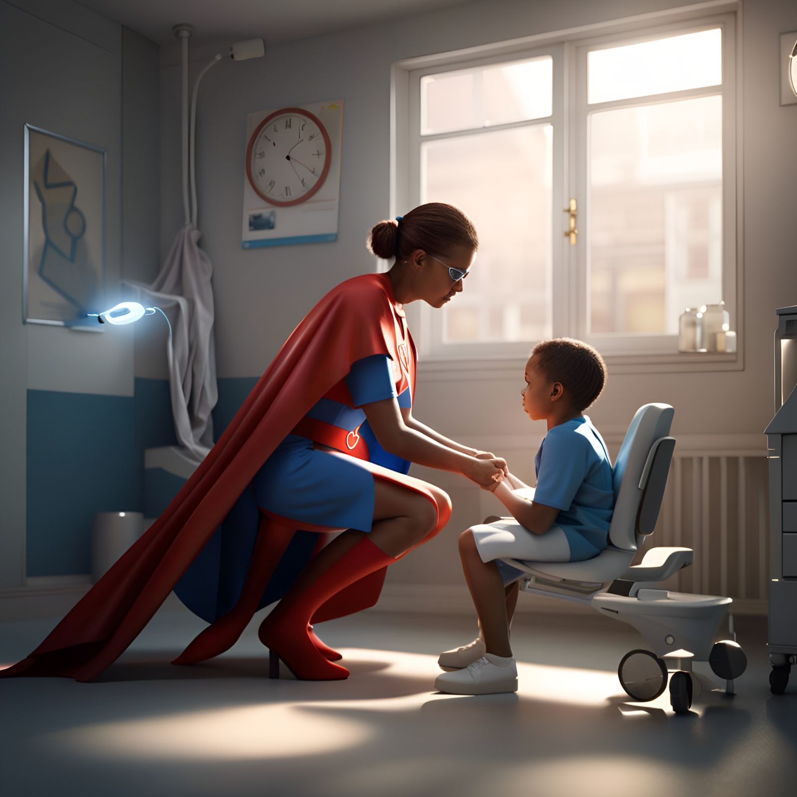 Superhero Nurse in Hyperrealistic 3D Rendering