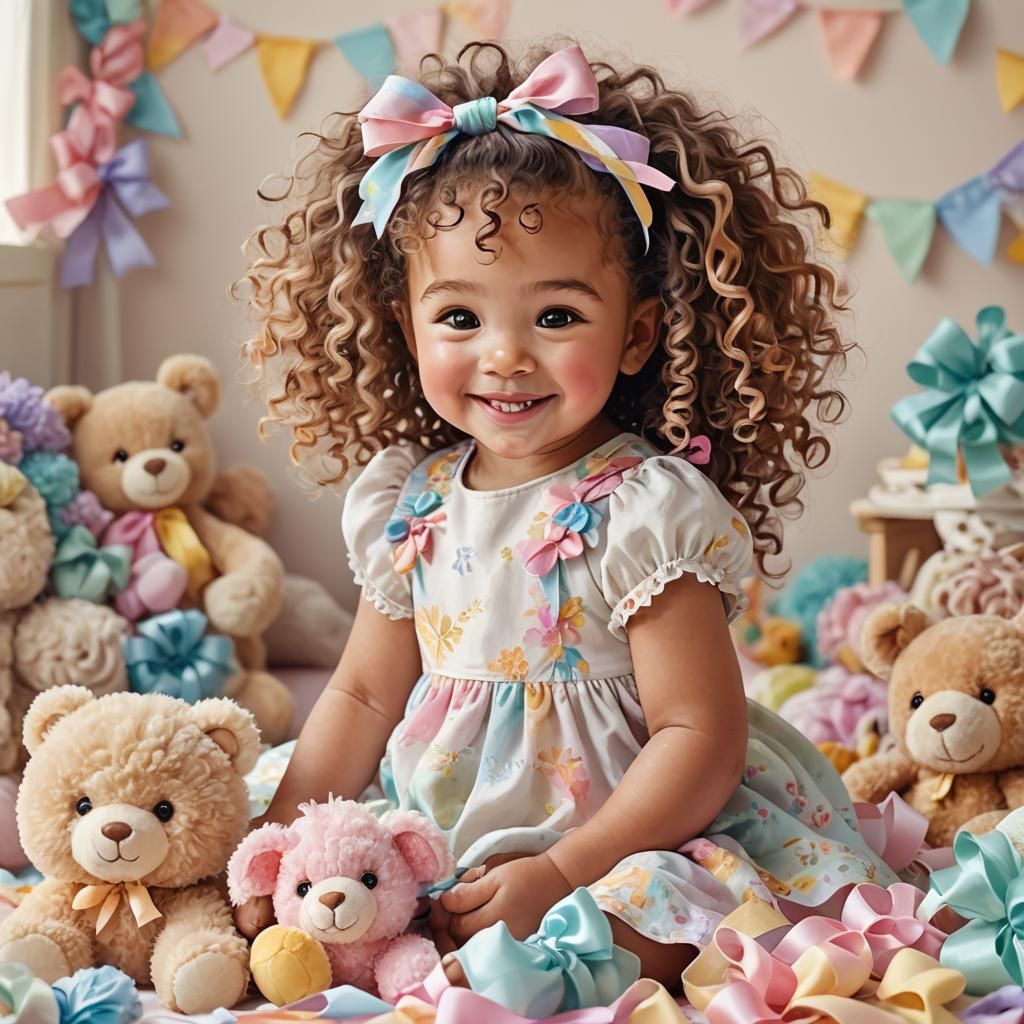 Whimsical Toddler Portrait Illustration in Pastel Colors