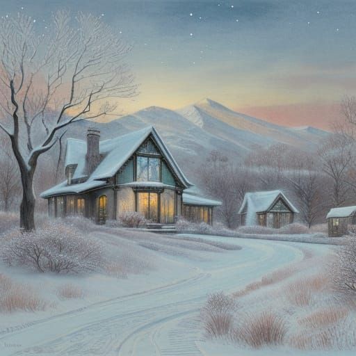 Whimsical Winter Wonderland with Delicate Snowflake