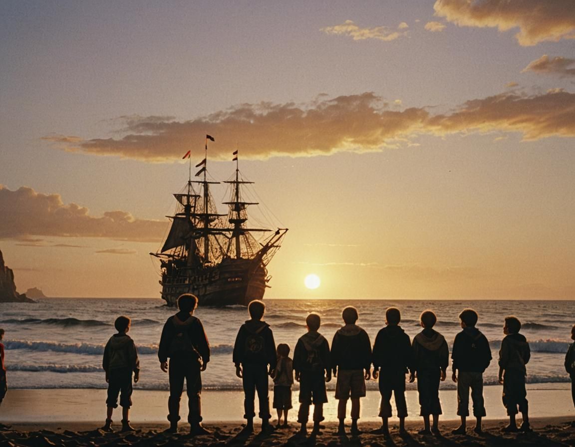 The Goonies Discover Pirate Ship at Sunset