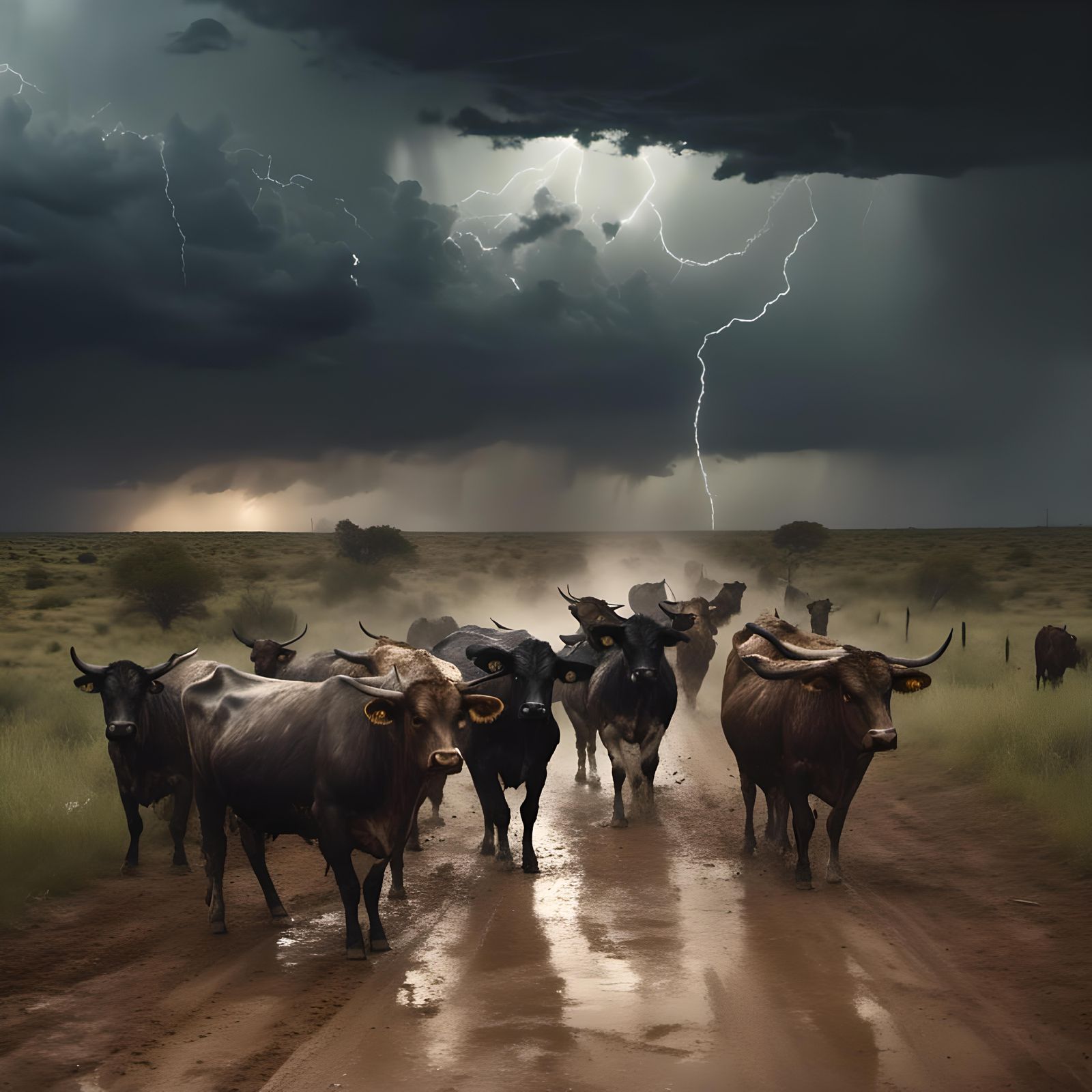Cattle Drive in Thunderstorm as Splash Art
