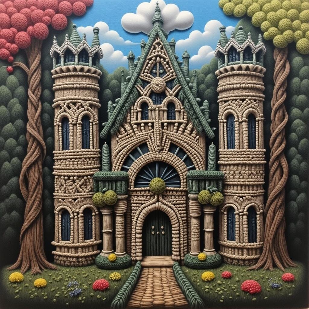 Vibrant Macramé Fantasy Castle