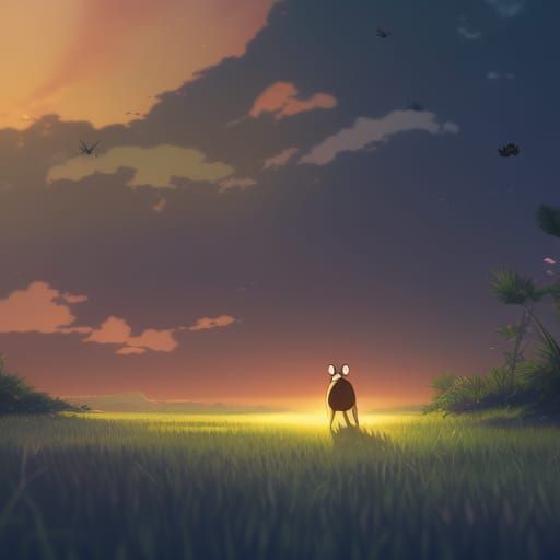 Bucolic Insect Paradise in Anime Key Visual Style