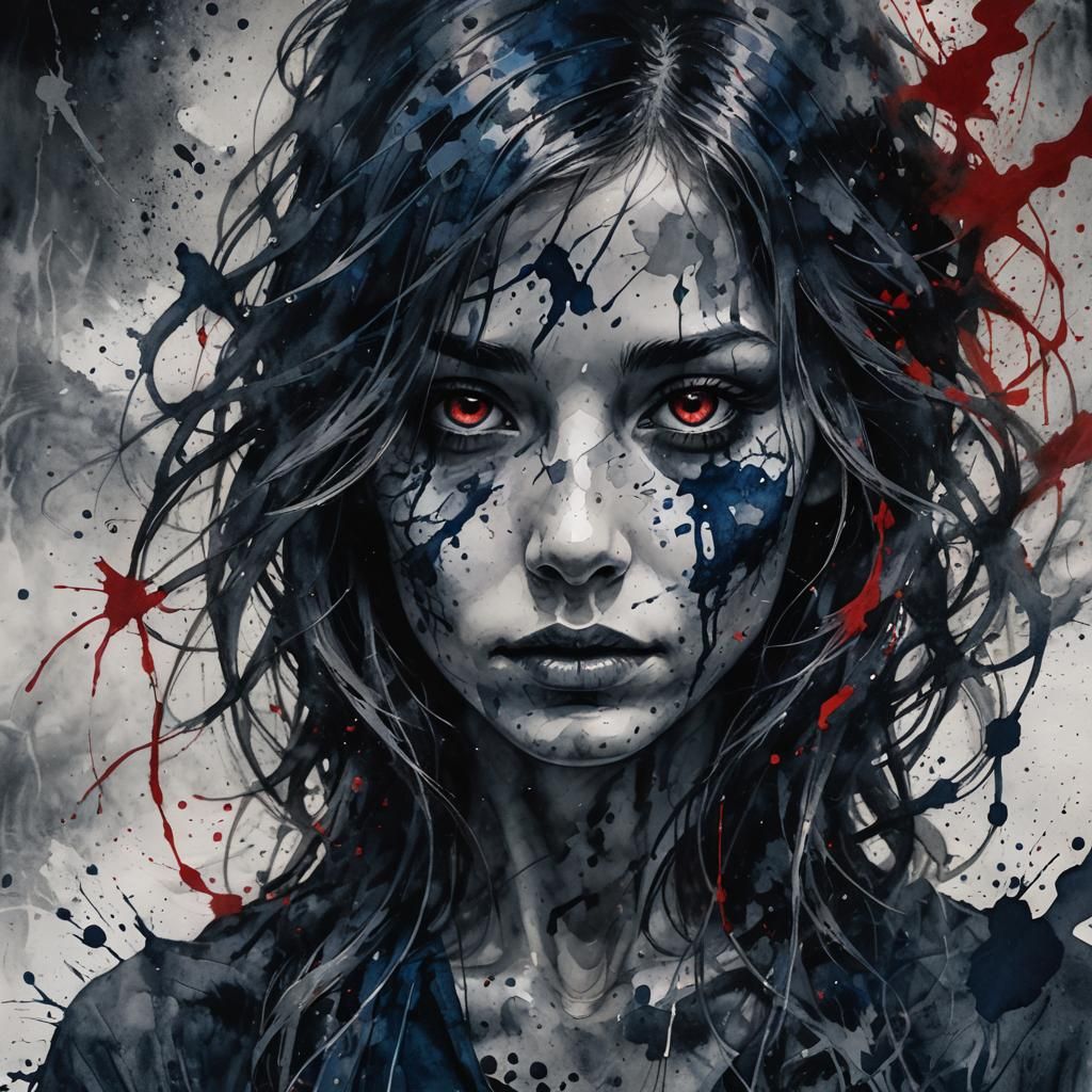 Ethereal Ink Portrait in Dreamlike Fantasy Style