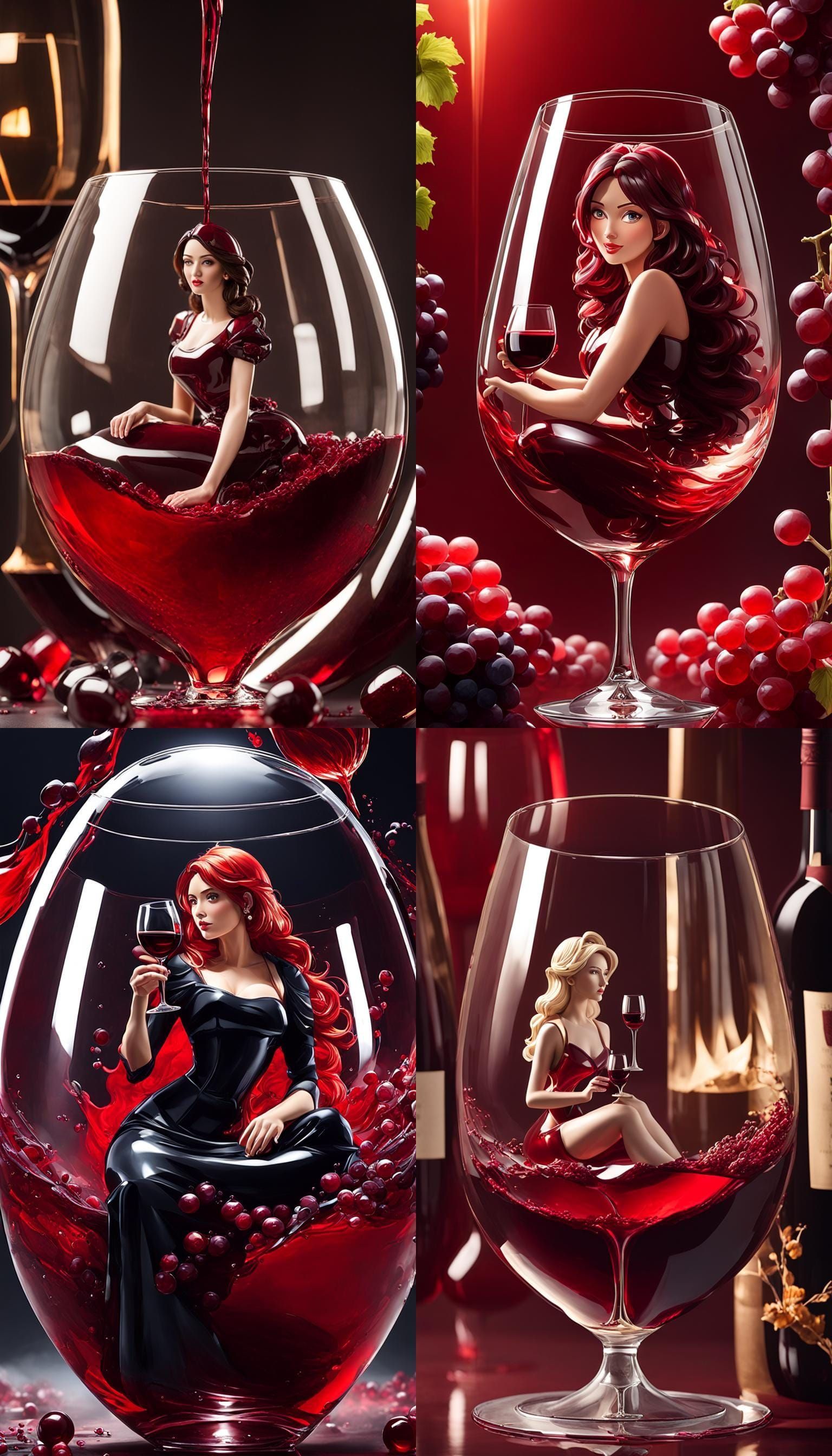 Wine Girl in Glass Held by Giant Woman