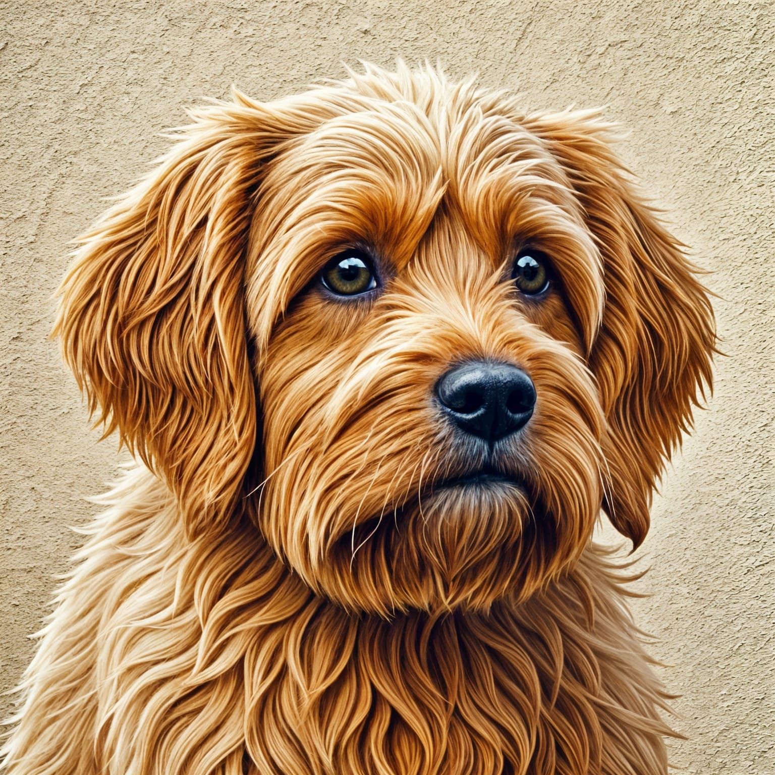 Dog Portrait with Wisteria, Textured Stucco Style