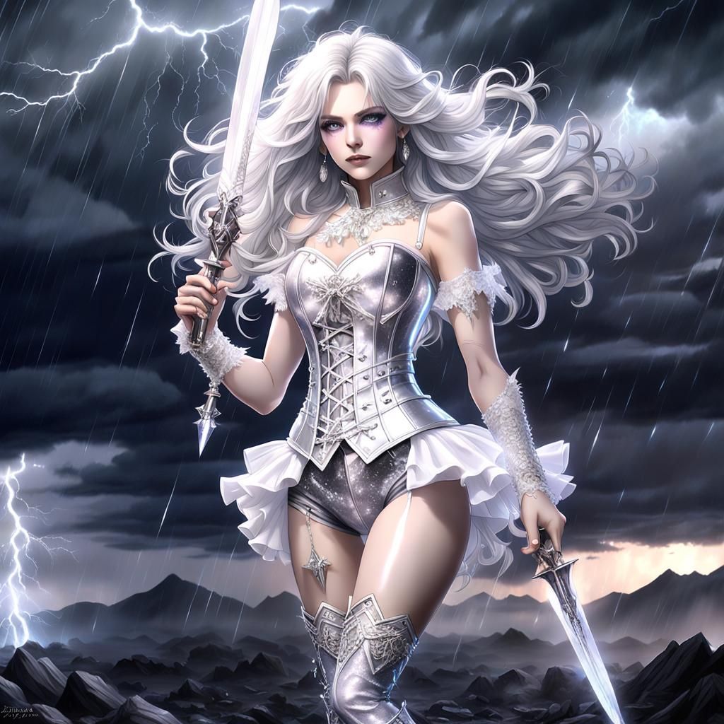 Anime Storm Lighting Girl