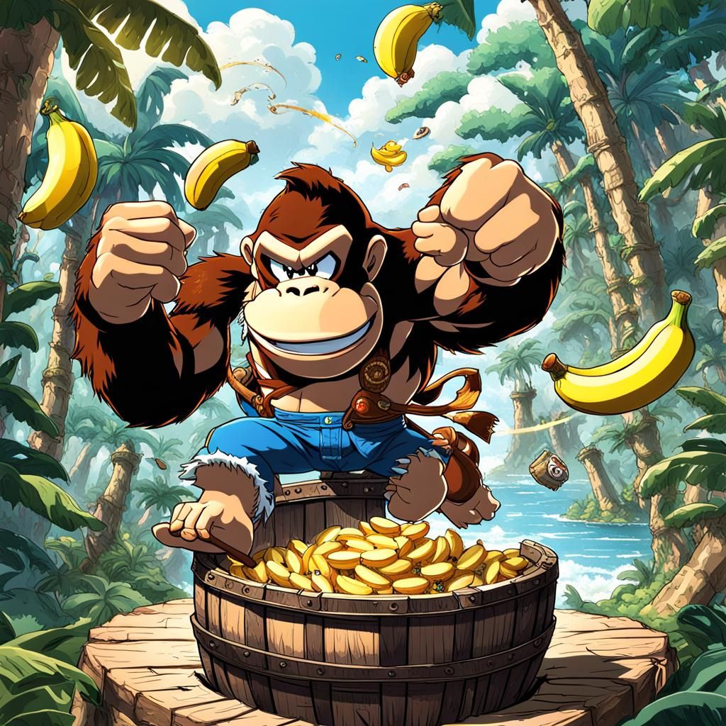 Donkey Kong Blasts Through Jungle in Anime Style