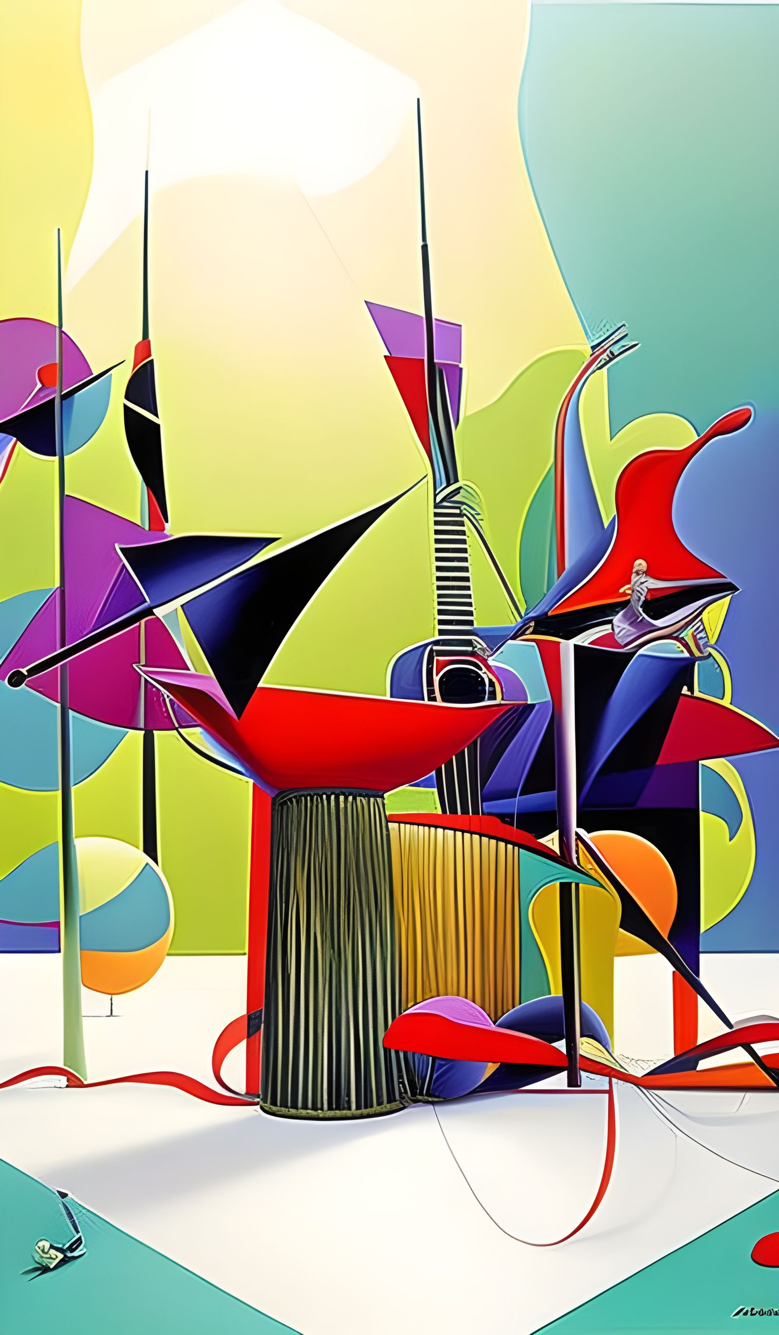 Abstract Folk Singers in Hyperdetailed Surreal Painting