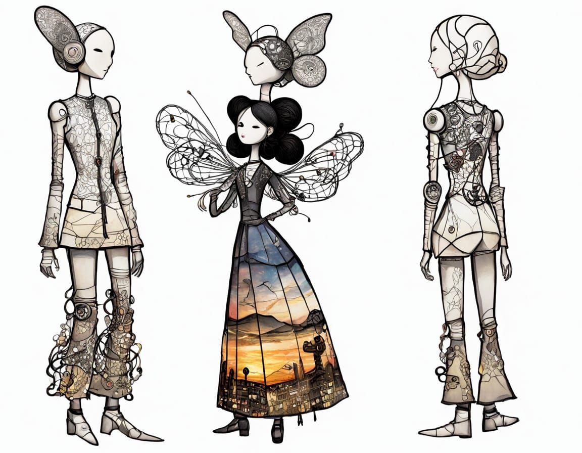 Futuristic Fairycore Dystopian Sunset with Lace and String