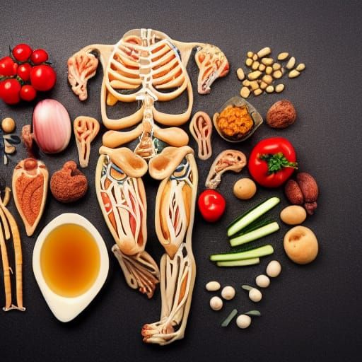 Anatomical Human Body Filled with Food