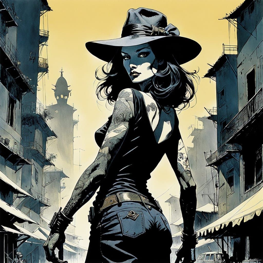 Glamorous Femme Fatale in Noir Style