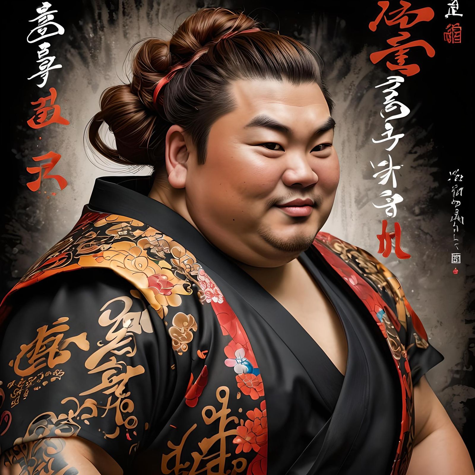 Urban Sumo Champion in Calligraphic Portrait
