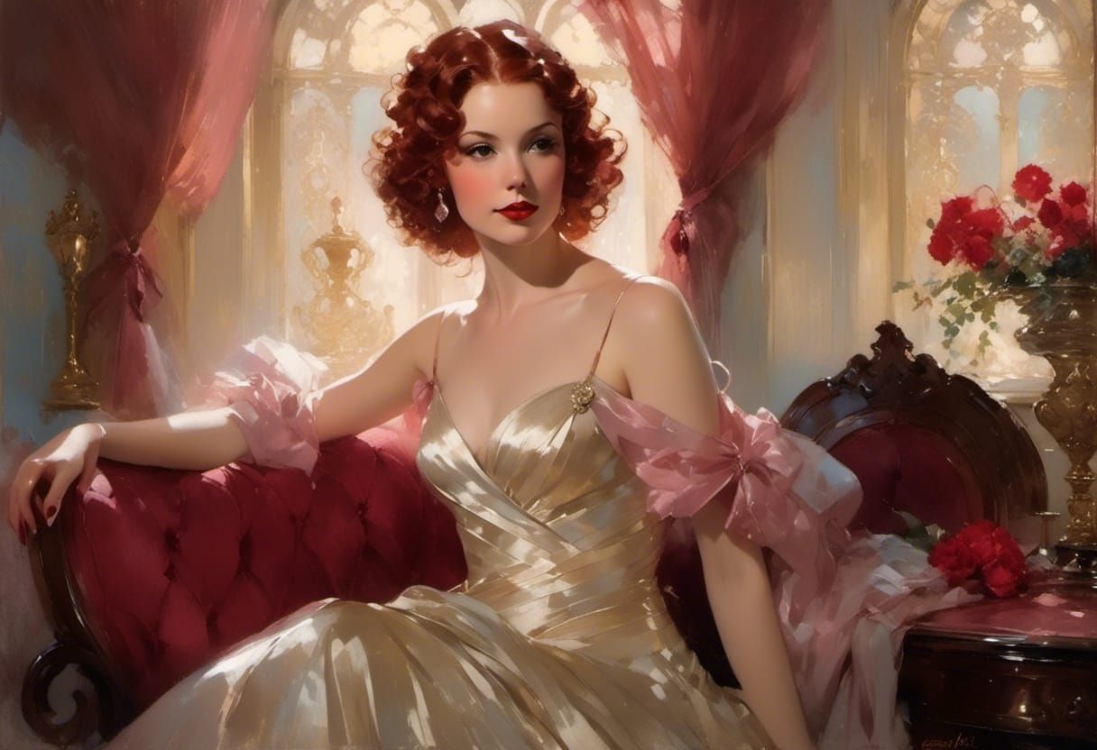 Elena in 1930s Gown, Dreamy Portrait