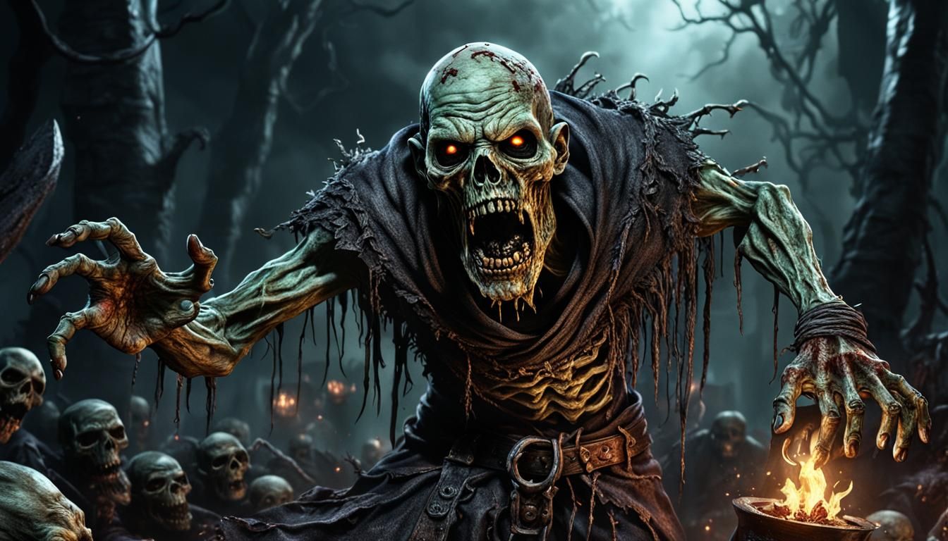 Necromancer Summons Zombie Horde with Dark Magic