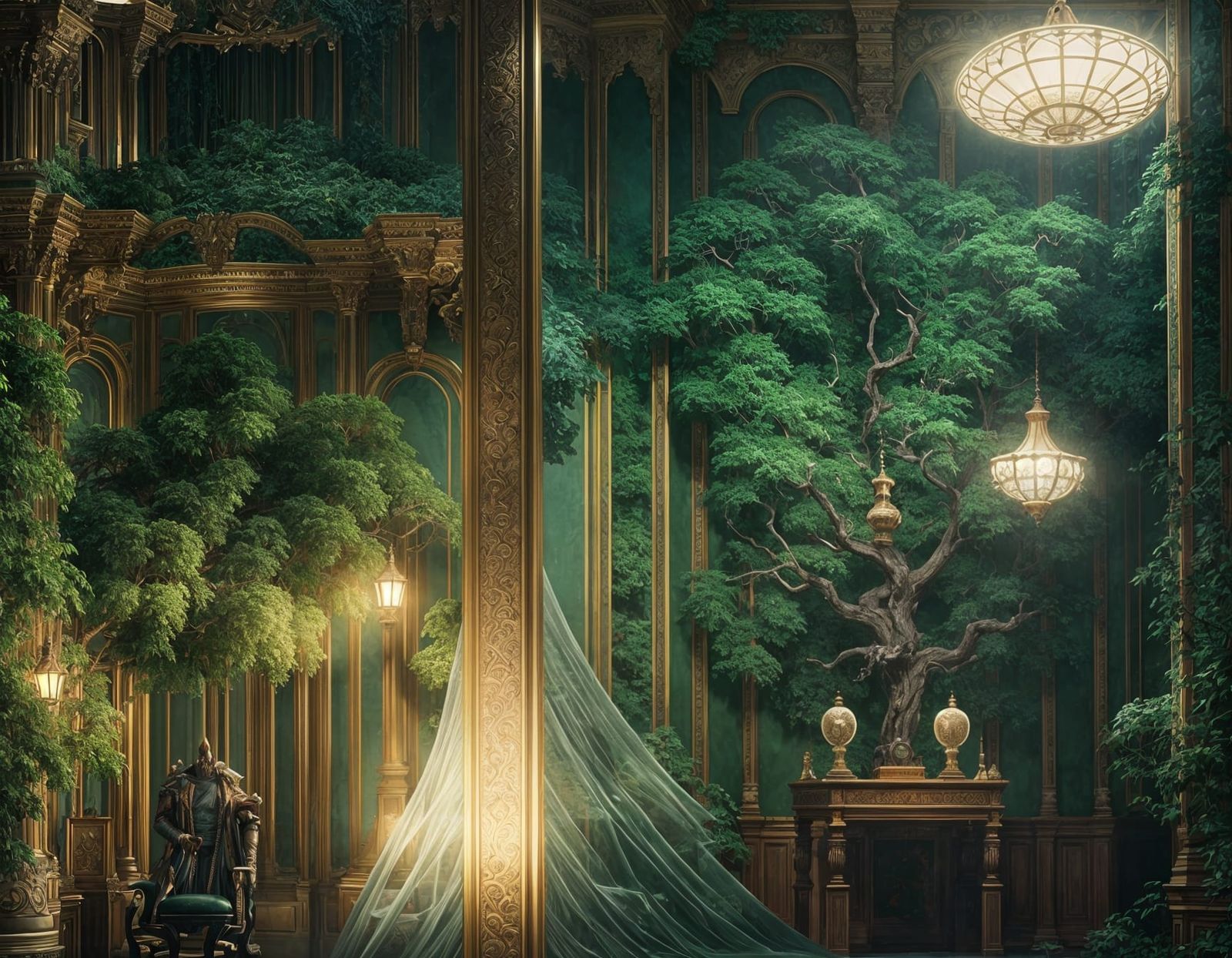 Luxurious Retro Scene in Maximalist Digital Painting