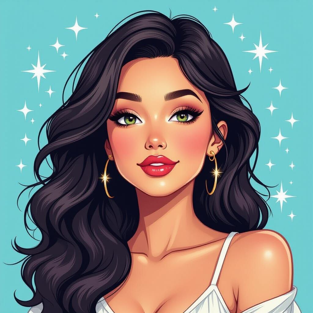 Woman with Star Hair: Comic Book Art