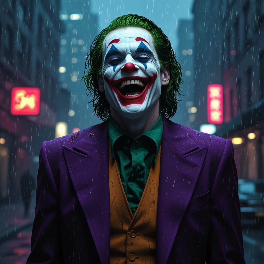 The Joker Laughing in Gotham, Digital Art