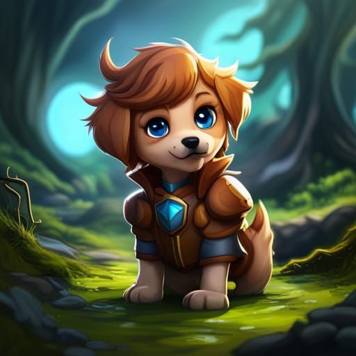 Adorable Chibi Puppy: Detailed Fantasy Art