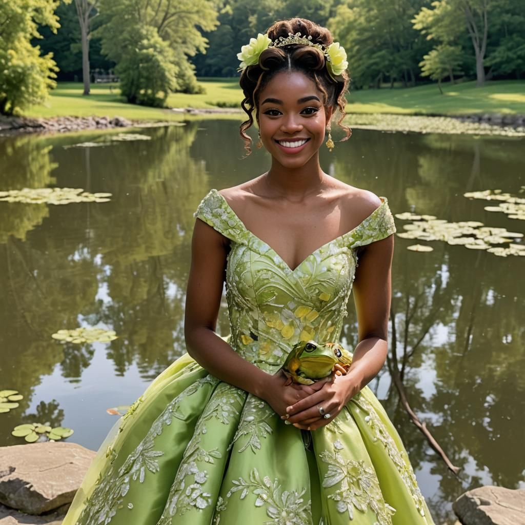 Beautiful Woman in Gown Holding Frog Portrait