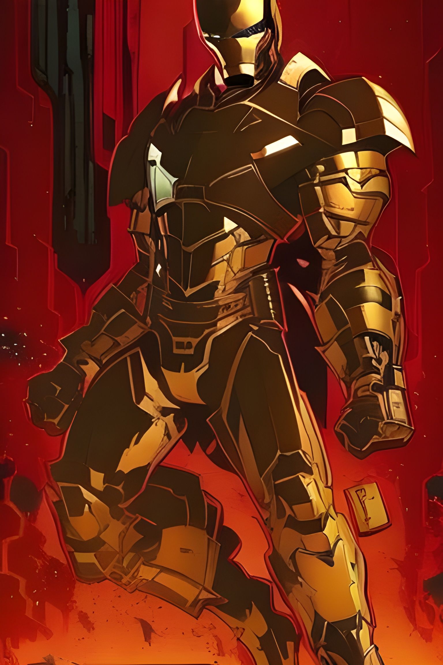 Detailed Ironman Portrait in Triadic Color Scheme