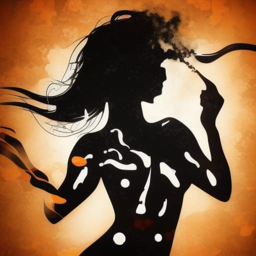 Ethereal Woman: Smoke Silhouette in Graffiti Art Style