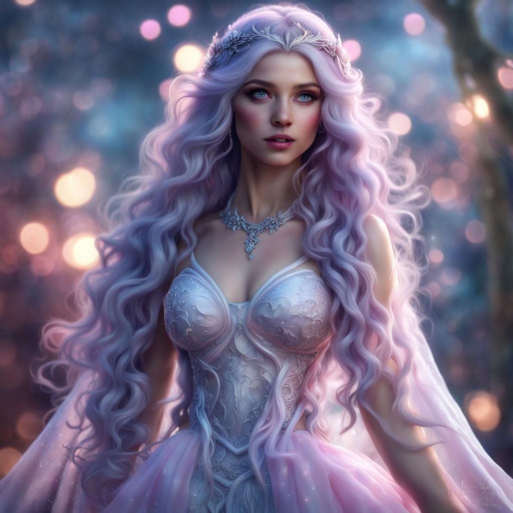 Goddess with Magic Beam in Dreamy Setting