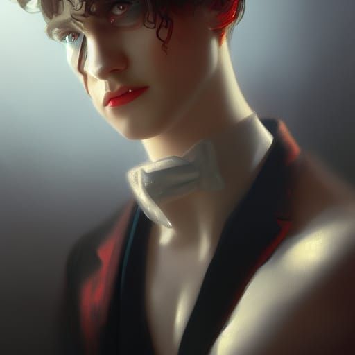 Hyperdetailed Cabaret Boy Portrait with Dynamic Lighting