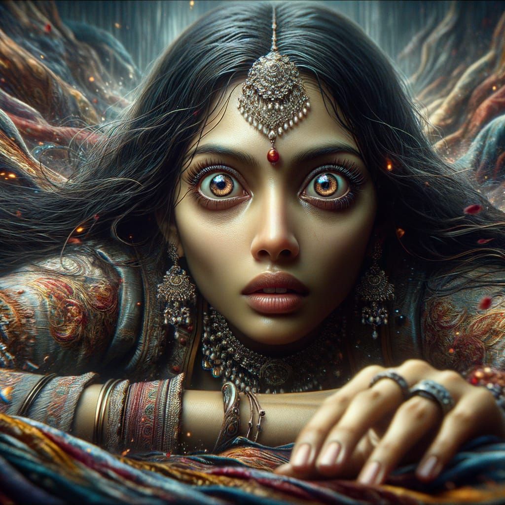 South Asian Goddess in Midnight Shadows