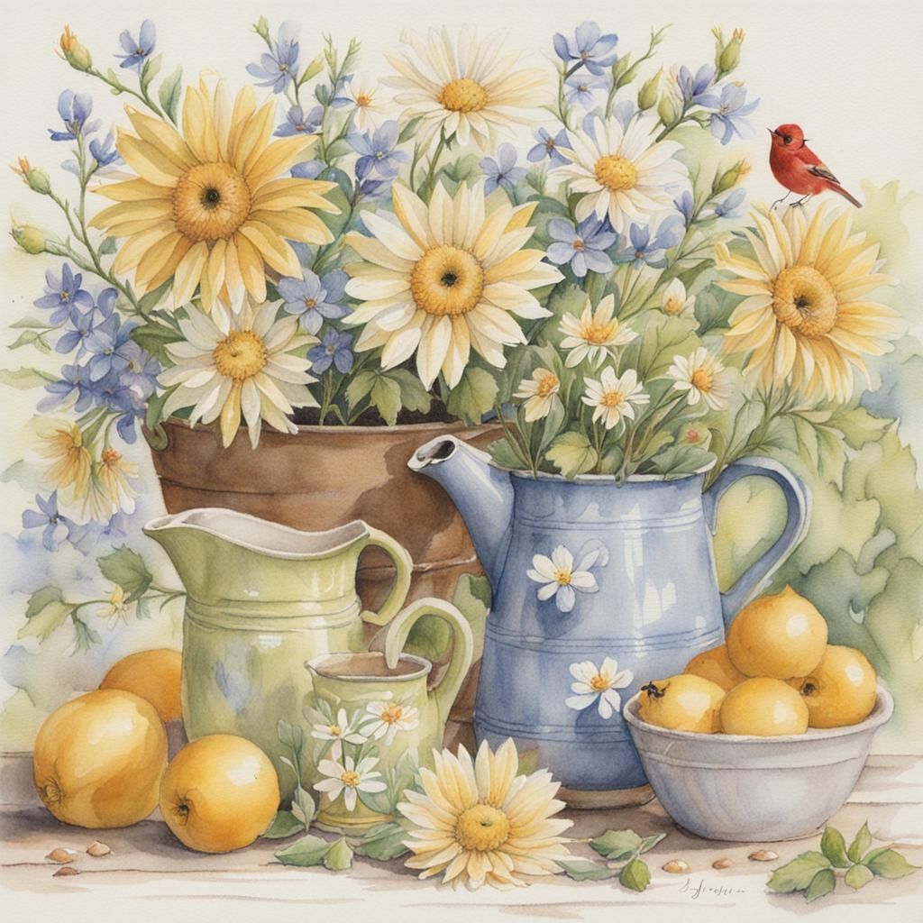 Butterfly and Flower Watercolor Illustration